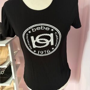 Bebe Black and White Logo Women's Tee